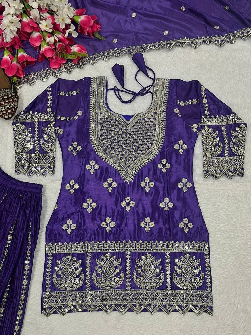 Regal Violet Heritage Embroidered Couture